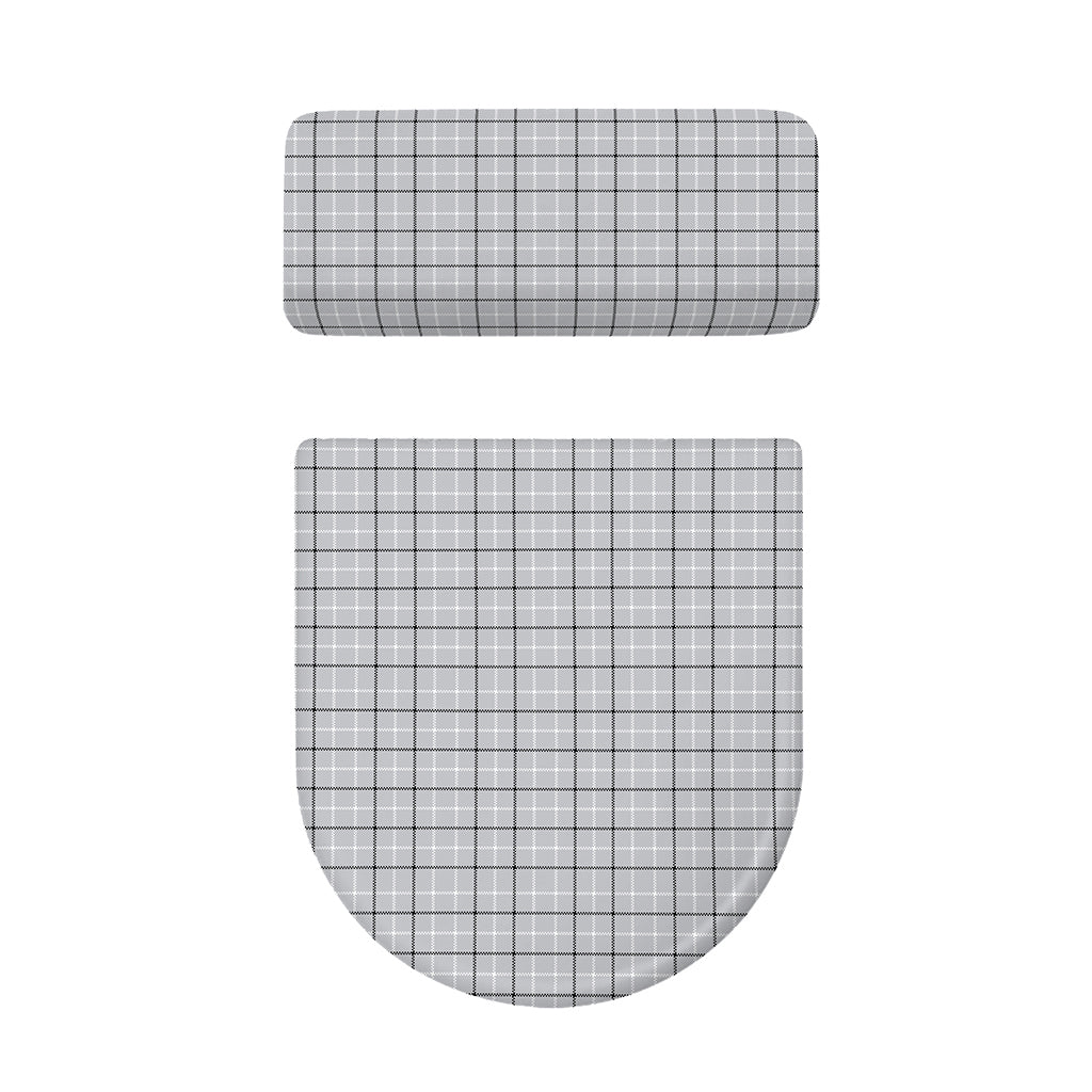 Grey Tattersall Pattern Print Toilet Lid And Tank Cover Set