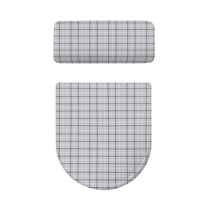 Grey Tattersall Pattern Print Toilet Lid And Tank Cover Set