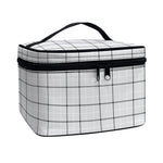 Grey Tattersall Pattern Print Travel Makeup Bag