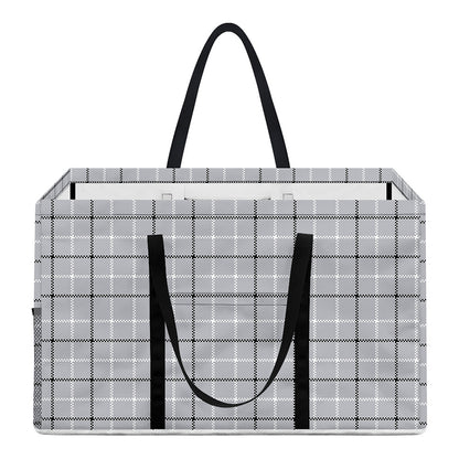Grey Tattersall Pattern Print Utility Tote Bag