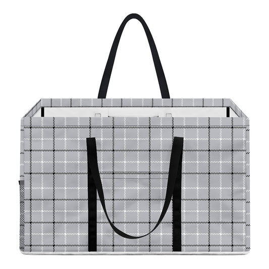 Grey Tattersall Pattern Print Utility Tote Bag