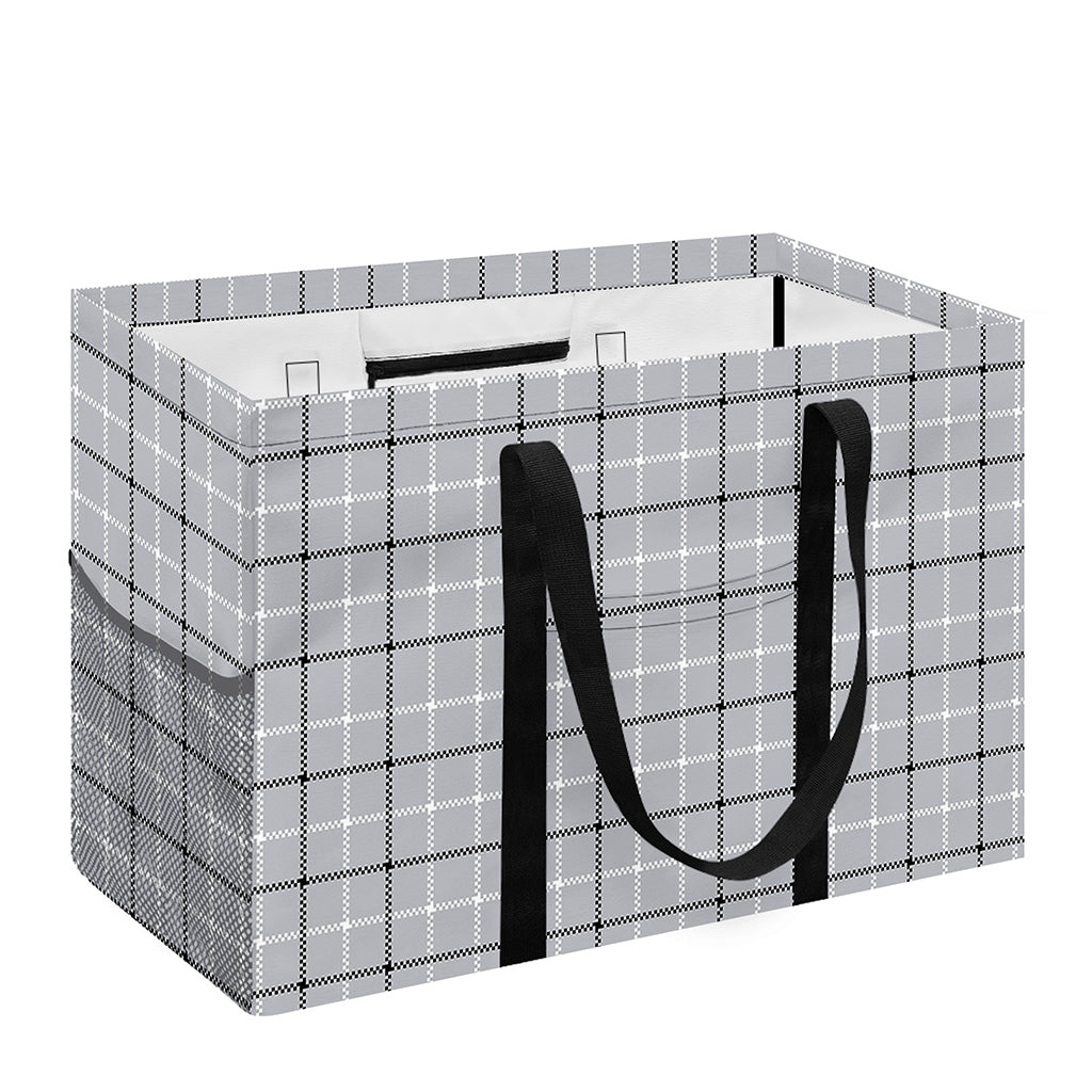 Grey Tattersall Pattern Print Utility Tote Bag