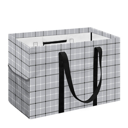 Grey Tattersall Pattern Print Utility Tote Bag