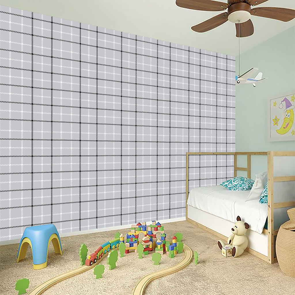 Grey Tattersall Pattern Print Wall Sticker