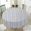 Grey Tattersall Pattern Print Waterproof Round Tablecloth