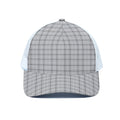 Grey Tattersall Pattern Print White Mesh Trucker Hat