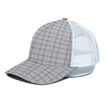 Grey Tattersall Pattern Print White Mesh Trucker Cap