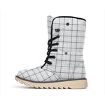 Grey Tattersall Pattern Print Winter Boots