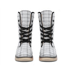 Grey Tattersall Pattern Print Winter Boots