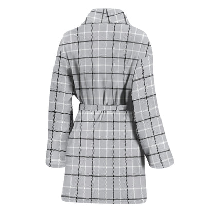 Grey Tattersall Pattern Print Women's Bathrobe