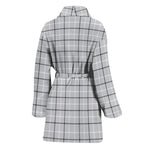 Grey Tattersall Pattern Print Women's Bathrobe