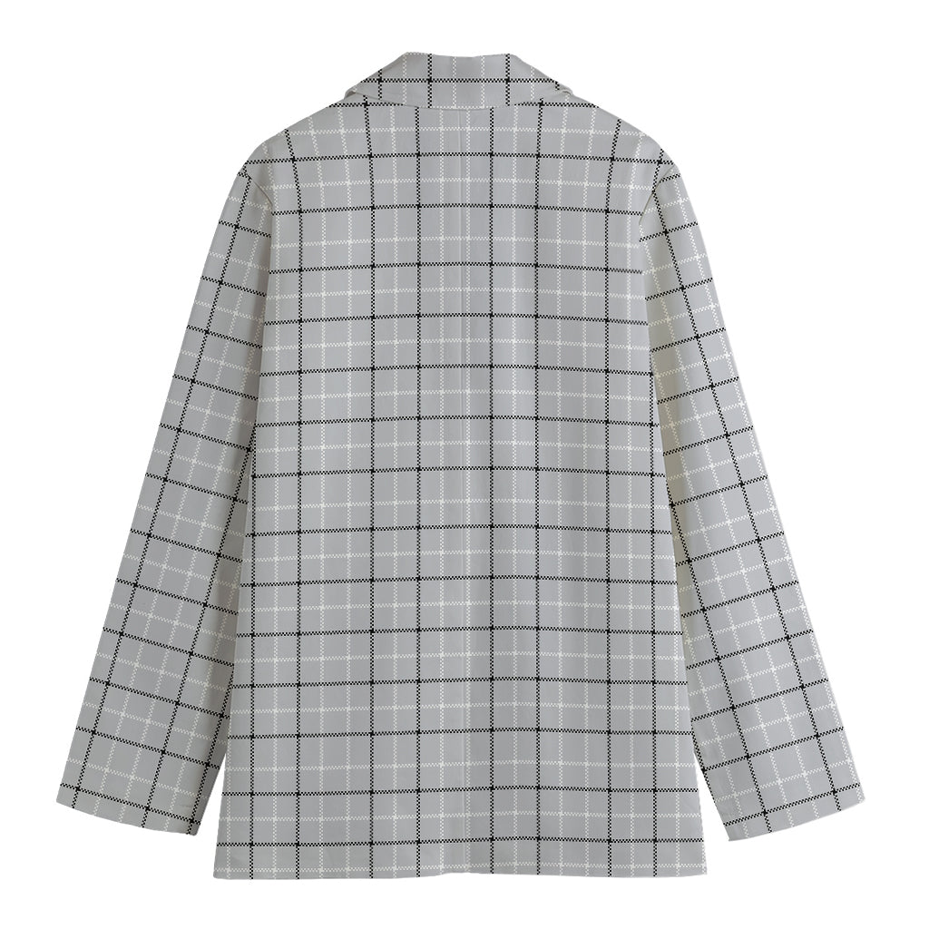 Grey Tattersall Pattern Print Women's Blazer
