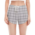 Grey Tattersall Pattern Print Women's Split Running Shorts