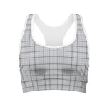 Grey Tattersall Pattern Print Women's Sports Bra