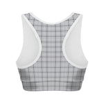 Grey Tattersall Pattern Print Women's Sports Bra