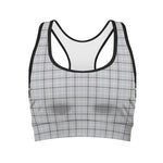 Grey Tattersall Pattern Print Women's Sports Bra