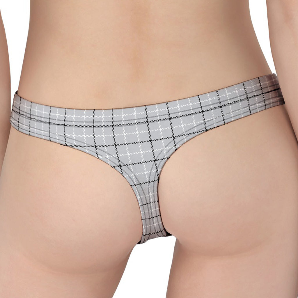 Grey Tattersall Pattern Print Women's Thong