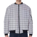 Grey Tattersall Pattern Print Zip Sleeve Bomber Jacket