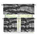 Grey Tiger Stripe Camouflage Print 3 Piece Kitchen Curtains