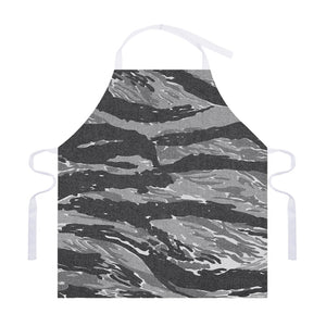 Grey Tiger Stripe Camouflage Print Adjustable Apron