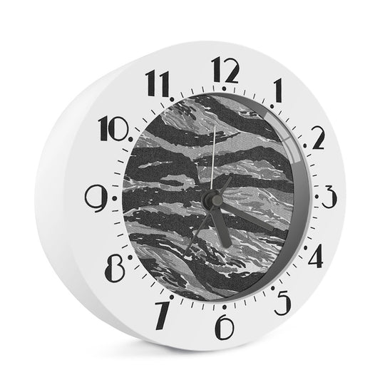 Grey Tiger Stripe Camouflage Print Alarm Clock