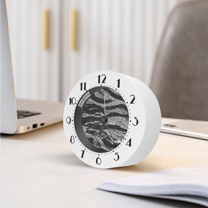 Grey Tiger Stripe Camouflage Print Alarm Clock