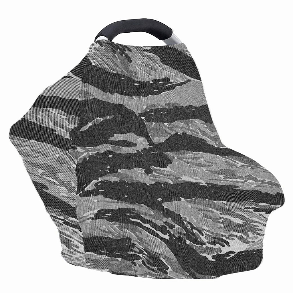 Grey Tiger Stripe Camouflage Print Baby Seat Cover