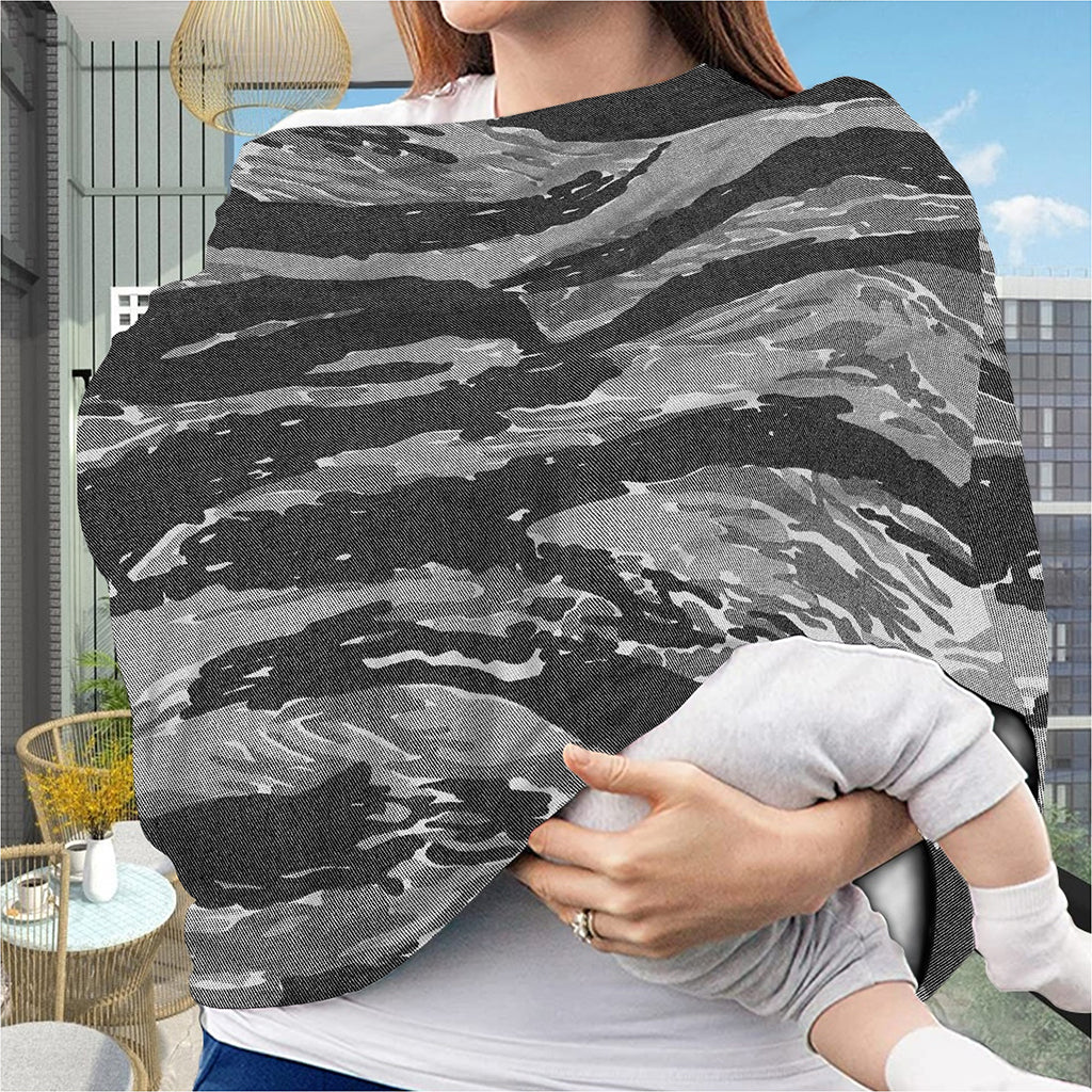 Grey Tiger Stripe Camouflage Print Baby Seat Cover