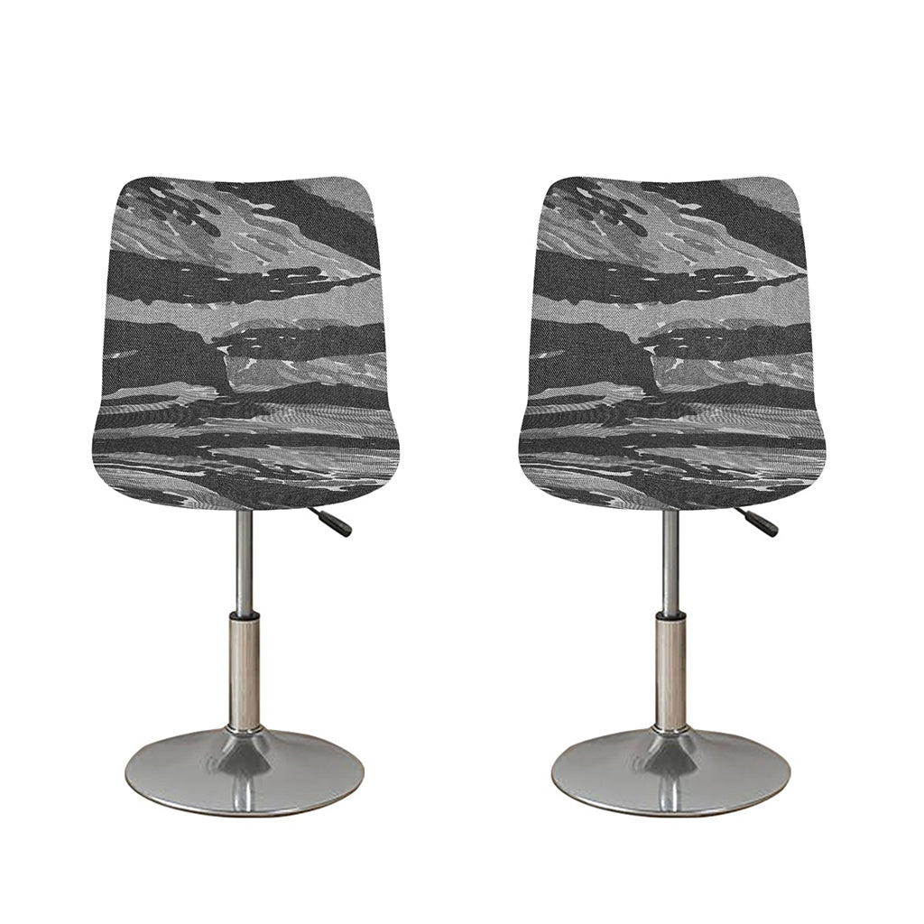 Grey Tiger Stripe Camouflage Print Bar Stool Covers
