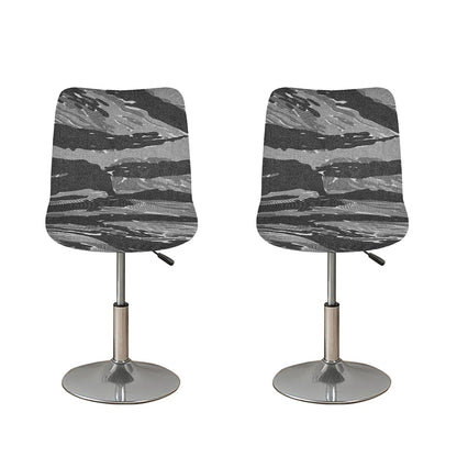 Grey Tiger Stripe Camouflage Print Bar Stool Covers
