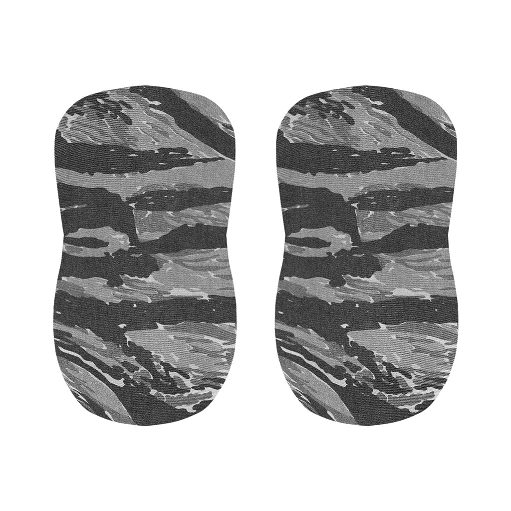 Grey Tiger Stripe Camouflage Print Bar Stool Covers