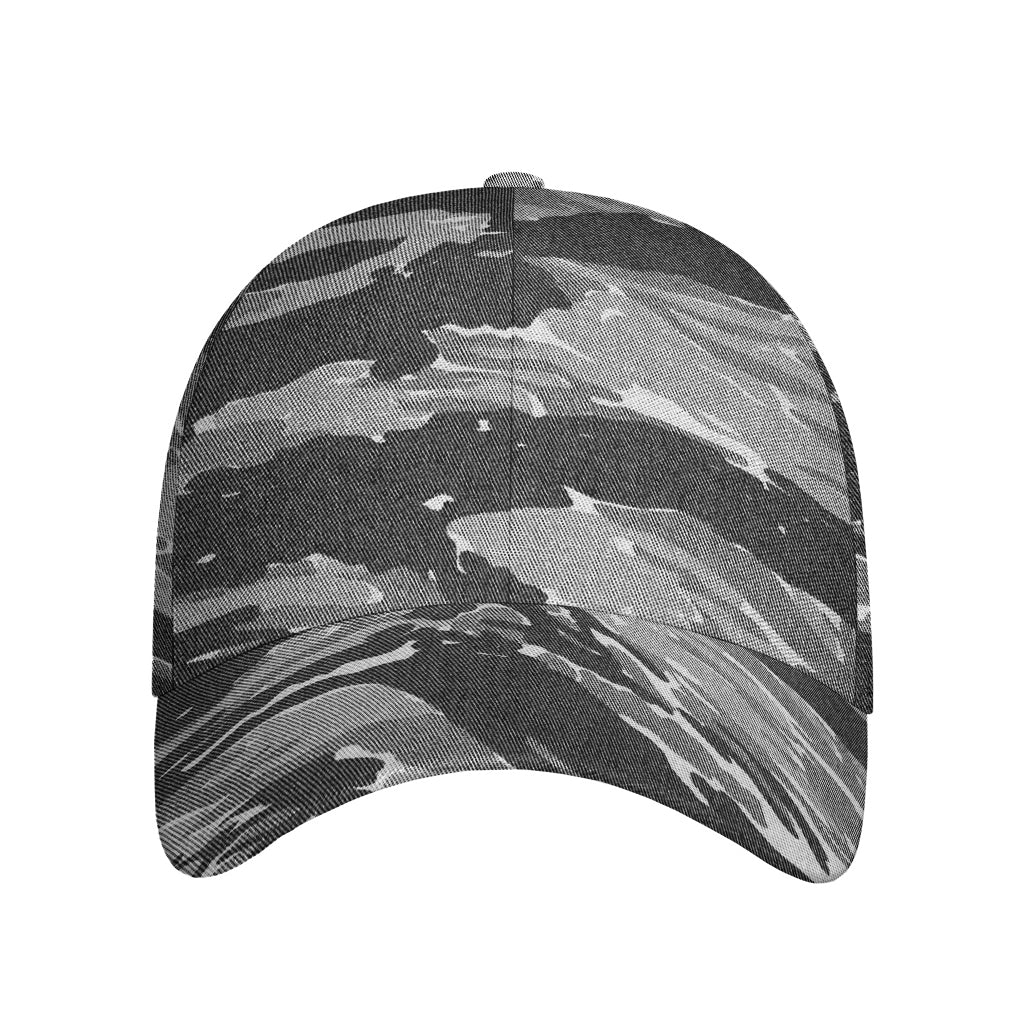 Grey Tiger Stripe Camouflage Print Baseball Cap