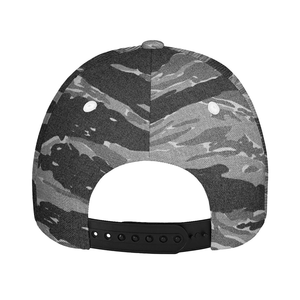Grey Tiger Stripe Camouflage Print Baseball Cap