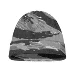 Grey Tiger Stripe Camouflage Print Beanie