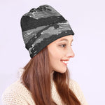 Grey Tiger Stripe Camouflage Print Beanie