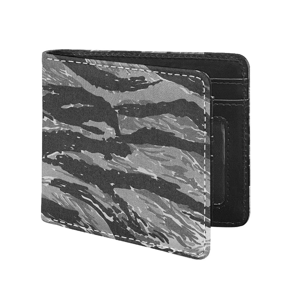 Grey Tiger Stripe Camouflage Print Bifold Wallet