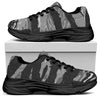 Grey Tiger Stripe Camouflage Print Black Chunky Shoes