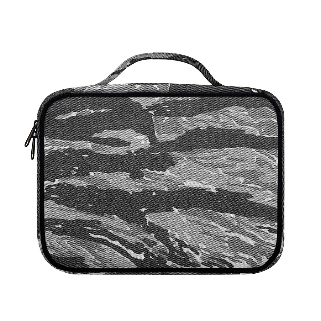 Grey Tiger Stripe Camouflage Print Briefcase Bible Bag