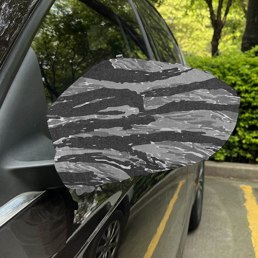 Grey Tiger Stripe Camouflage Print Car Side Mirror Covers