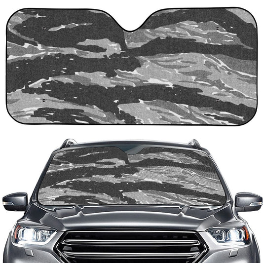 Grey Tiger Stripe Camouflage Print Car Windshield Sun Shade
