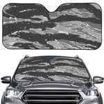 Grey Tiger Stripe Camouflage Print Car Windshield Sun Shade