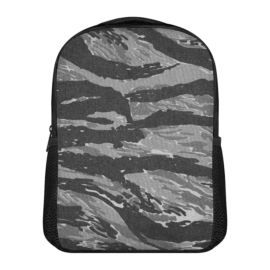 Grey Tiger Stripe Camouflage Print Casual Backpack