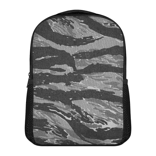 Grey Tiger Stripe Camouflage Print Casual Backpack