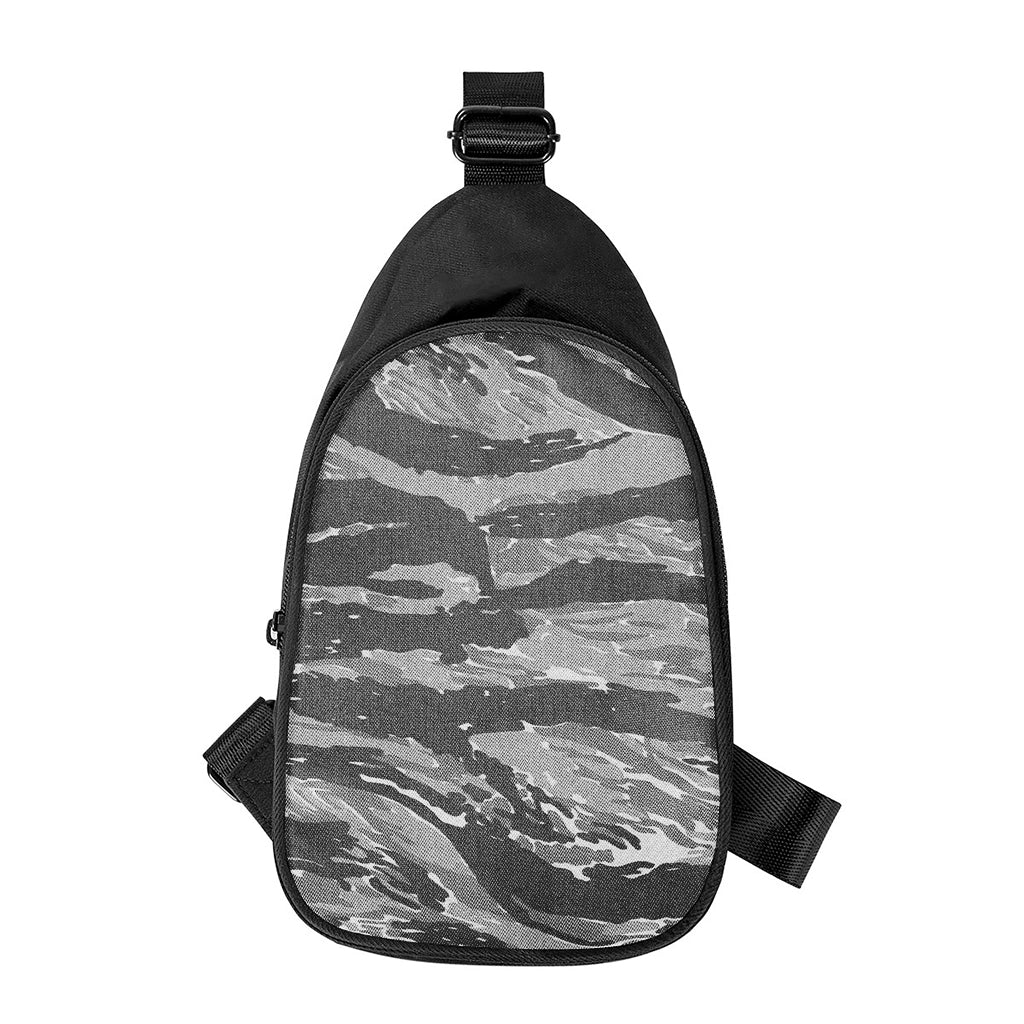 Grey Tiger Stripe Camouflage Print Chest Bag