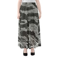 Grey Tiger Stripe Camouflage Print Chiffon Maxi Skirt