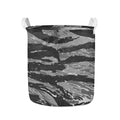 Grey Tiger Stripe Camouflage Print Collapsible Laundry Basket