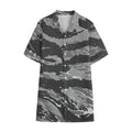 Grey Tiger Stripe Camouflage Print Cotton Hawaiian Shirt
