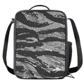 Grey Tiger Stripe Camouflage Print Crossbody Lunch Bag