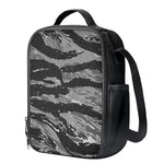 Grey Tiger Stripe Camouflage Print Crossbody Lunch Bag