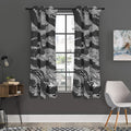 Grey Tiger Stripe Camouflage Print Grommet Curtain Panels